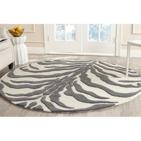 Safavieh Cambridge Hand Tufted Round RugIvory & Dark Grey 6 x 6 ft. CAM709A-6R